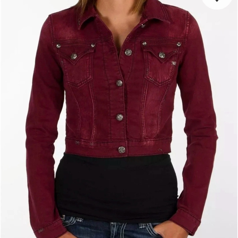 Miss Me Deep Red Jean Jacket